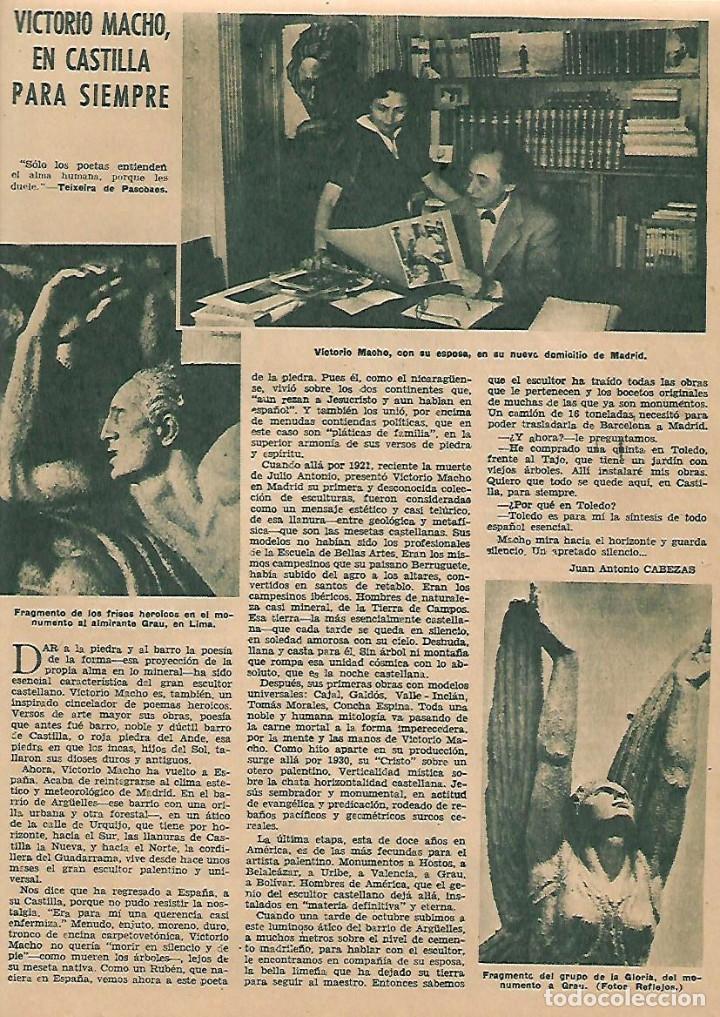 Collectionnisme: A&Ntilde;O 1952 RECORTE PRENSA VICTORIO MACHO ESCULTURA ESCULTOR PALENCIA MADRID