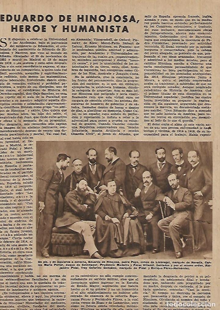 Coleccionismo: A&Ntilde;O 1952 RECORTE PRENSA EDUARDO DE HINOJOSA HUMANISTA HISTORIADOR