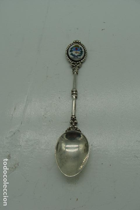 Collezionismo: Cucharilla de recuerdo de metal plateado - Escudo Argentina