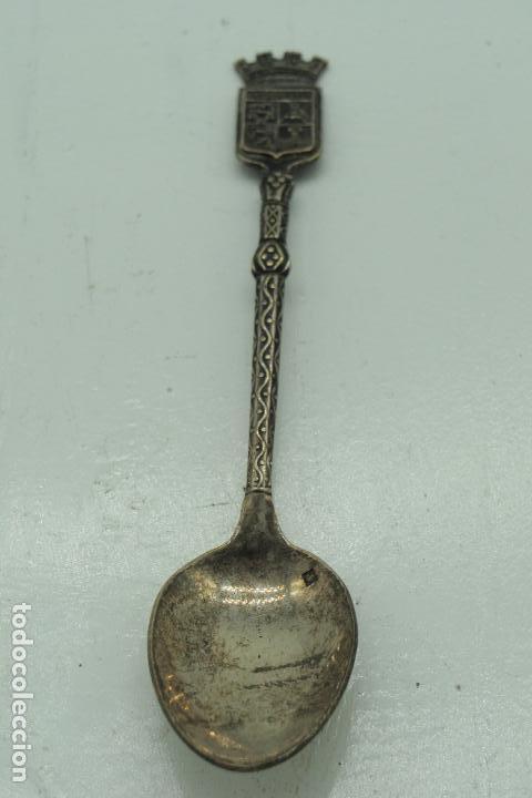 Coleccionismo: Cucharilla de recuerdo de metal plateado - Escudo Angeles Cazost