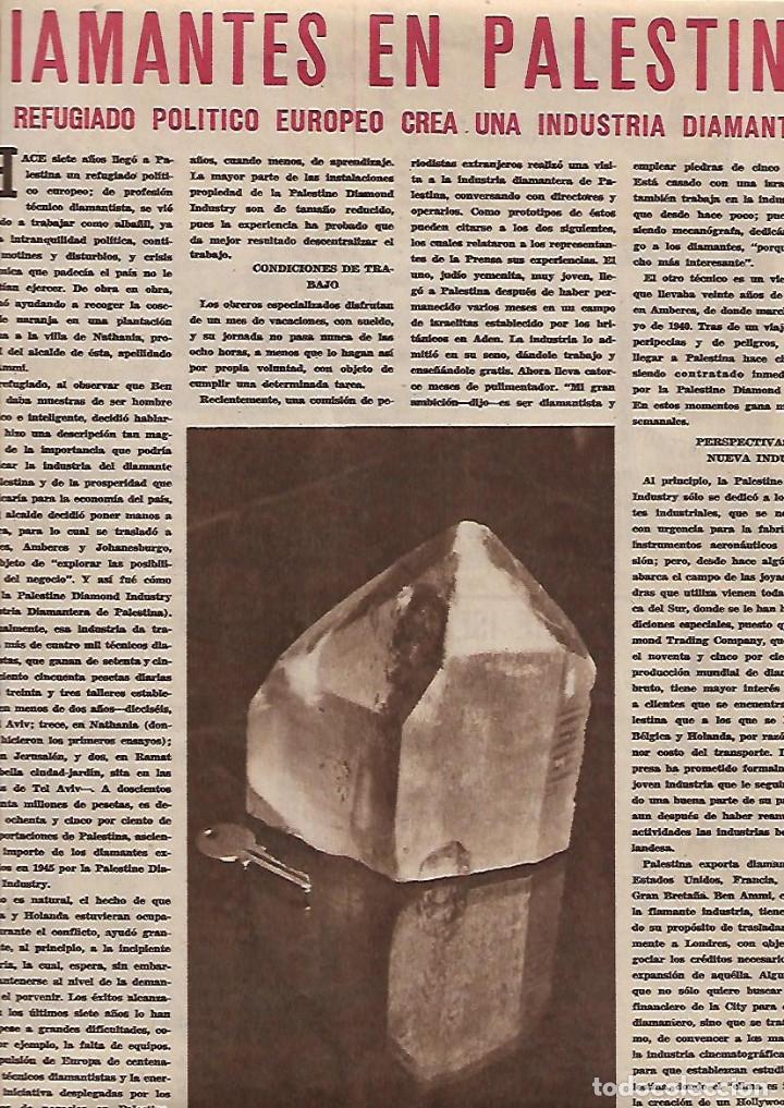 Colecionismo: A&Ntilde;O 1946 RECORTE PRENSA DIAMANTES EN PALESTINA PALESTINE DIAMOND INDUSTRY