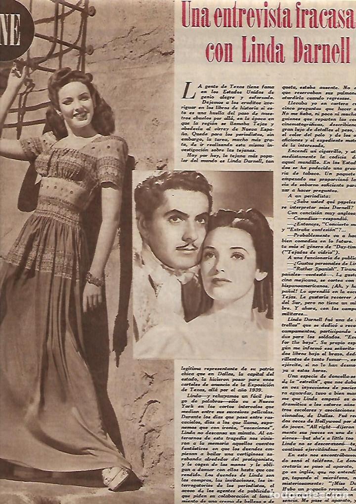 Collezionismo: A&Ntilde;O 1946 RECORTE PRENSA ENTREVISTA A LINDA DARNELL ACTRIZ ARTISTA CINE CLASICO