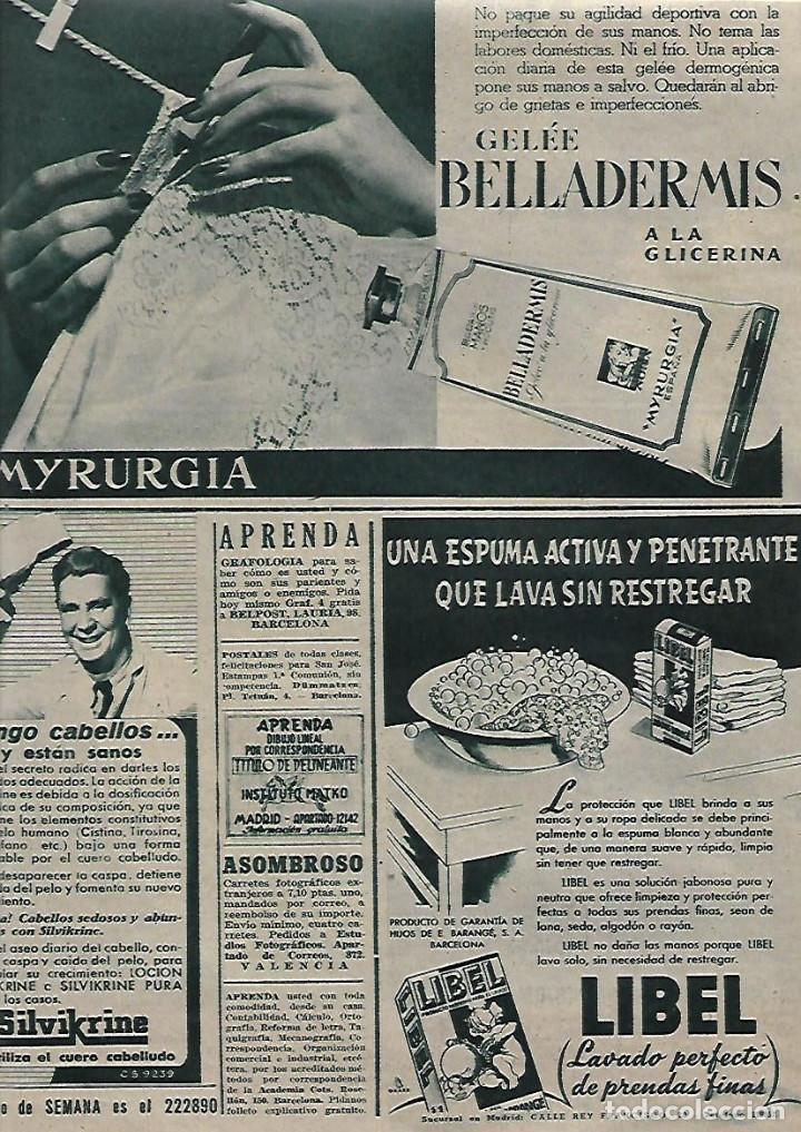 Sammelleidenschaft Papier: A&Ntilde;O 1947 RECORTE PRENSA PUBLICIDAD JABON DETERGENTE LIBEL GELEE BELLADERMIS CREMA MANOS