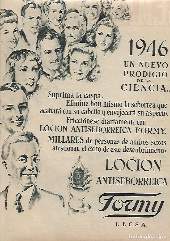 Colecionismo: A&Ntilde;O 1946 RECORTE PRENSA PUBLICIDAD LOCION ANTISEBORREICA FORMY CASPA