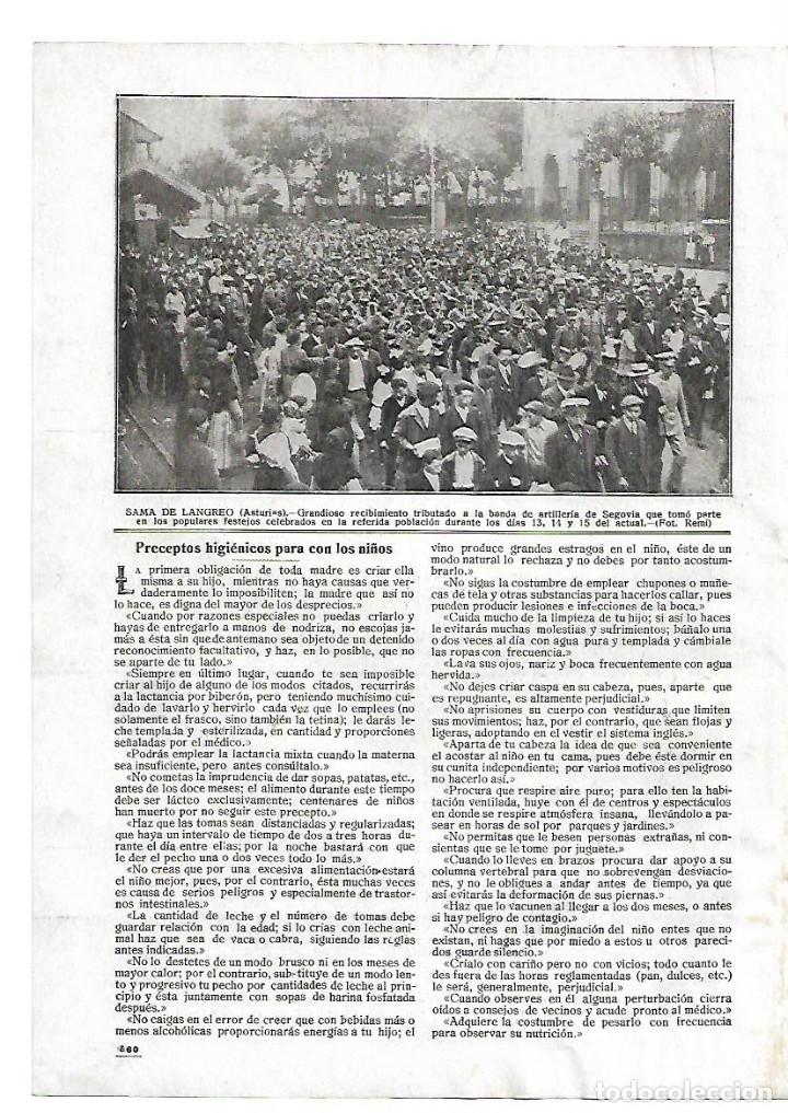 Collezionismo: A&Ntilde;O 1916 RECORTE PRENSA SAMA DE LANGREO ASTURIAS RECIBIMIENTO BANDA ARTILLERIA DE SEGOVIA FESTEJOS