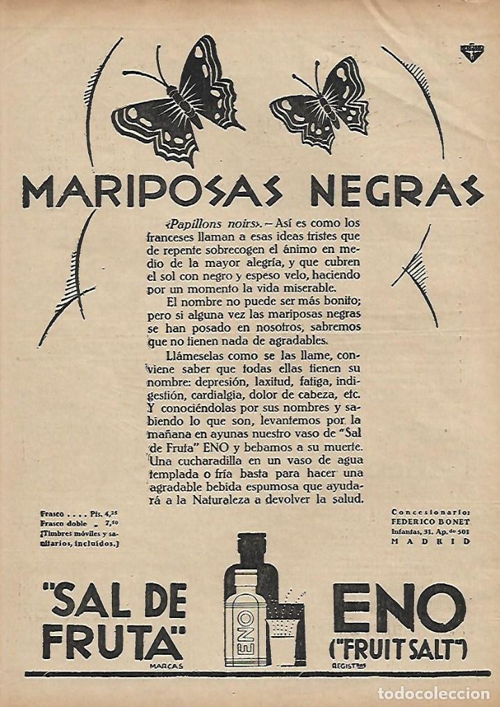 Colecionismo: A&Ntilde;O 1930 RECORTE PRENSA PUBLICIDAD SAL DE FRUTA ENO FRUIT SALT LABORATORIO FEDERICO BONET