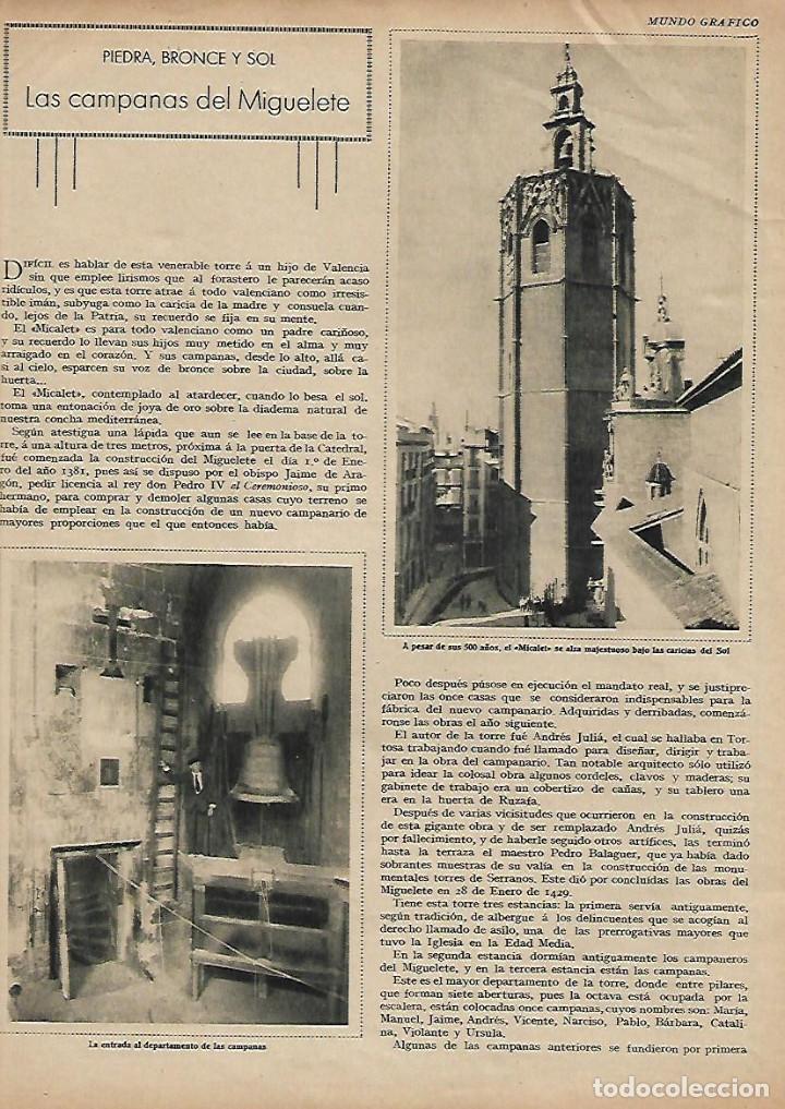 Coleccionismo: A&Ntilde;O 1930 VALENCIA CAMPANAS CAMPANARIO EL MIGUELETE VERGARA IGLESIA SAN PEDRO SEMINARIO CASA GAVIRA