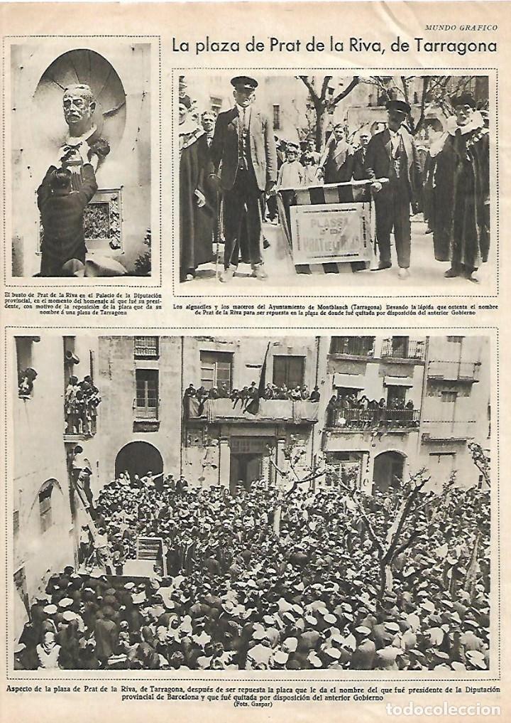 Collezionismo: A&Ntilde;O 1930 RECORTE PRENSA TARRAGONA PLA&Ccedil;A PLAZA PRAT DE LA RIBA RETORNO PLACA CON EL NOMBRE