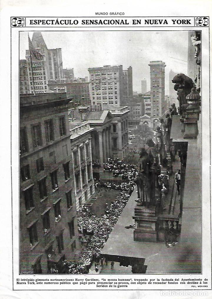 Collectionnisme: A&Ntilde;O 1919 ACROBACIAS HARRY GARDINER MOSCA HUMANA TREPA FACHADA AYUNTAMIENTO NY FONDOS HERIDOS GUERRA