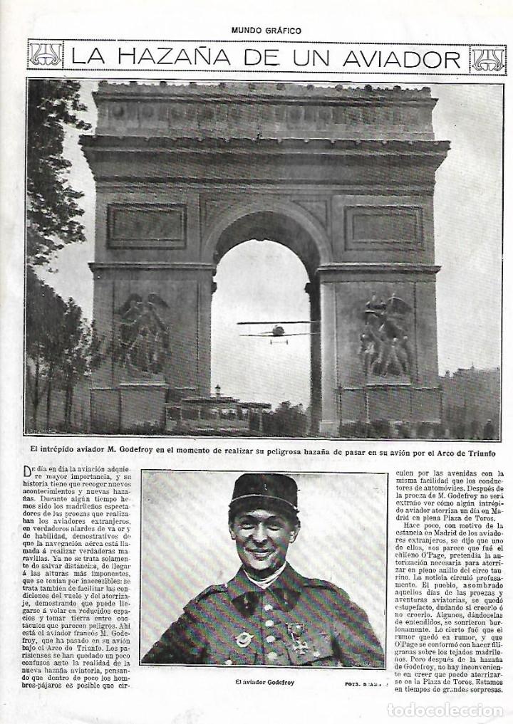 Collectionnisme: A&Ntilde;O 1919 ACROBACIAS HAZA&Ntilde;A AVIADOR GODEFROY PASA CON SU AVION POR EL CENTRO ARCO DEL TRIUNFO PARIS