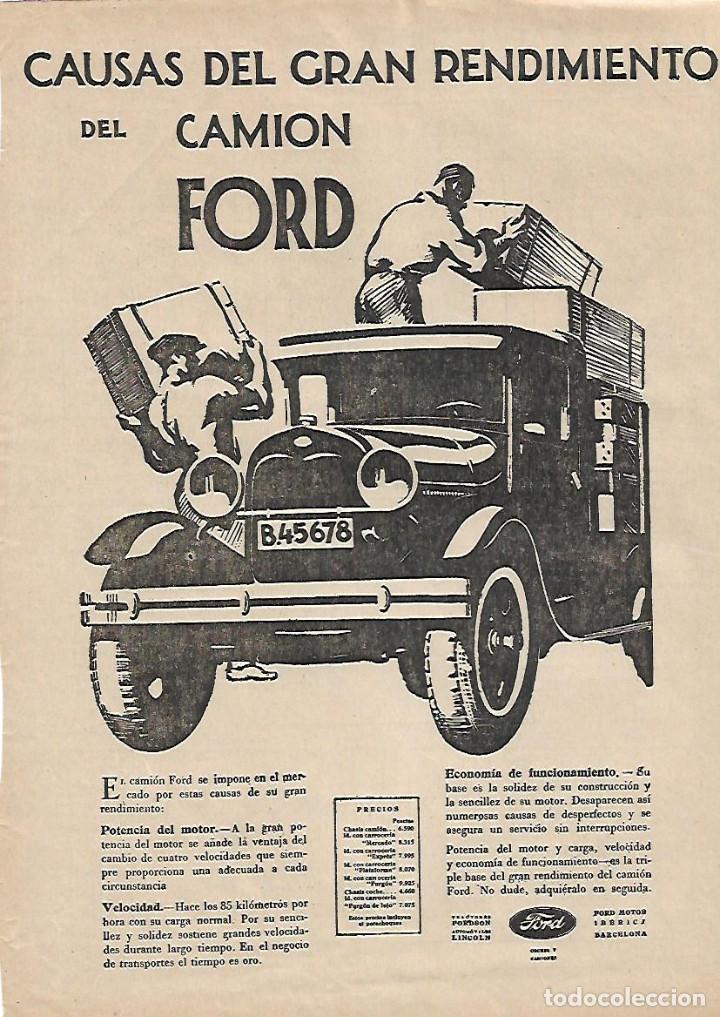 Coleccionismo: A&Ntilde;O 1930 RECORTE PRENSA PUBLICIDAD CAMION FORD GRAN RENDIMENTO COCHES TRANSPORTE