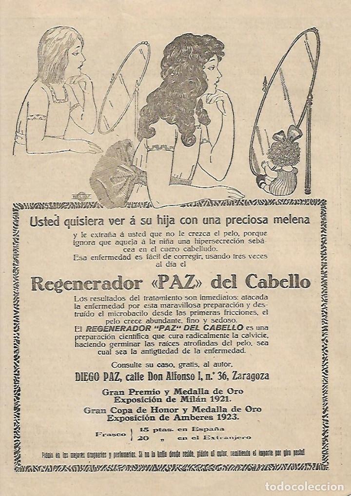 Sammelleidenschaft Papier: A&Ntilde;O 1923 RECORTE PRENSA PUBLICIDAD REGENERADOR PAZ DEL CABELLO CALVICIE