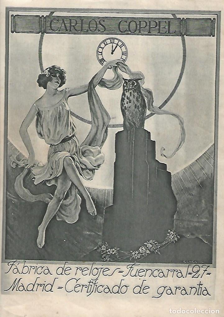 Collectionnisme: A&Ntilde;O 1923 RECORTE PRENSA PUBLICIDAD CARLOS COPPEL RELOJ FABRICA RELOJES FUENCARRAL MADRID