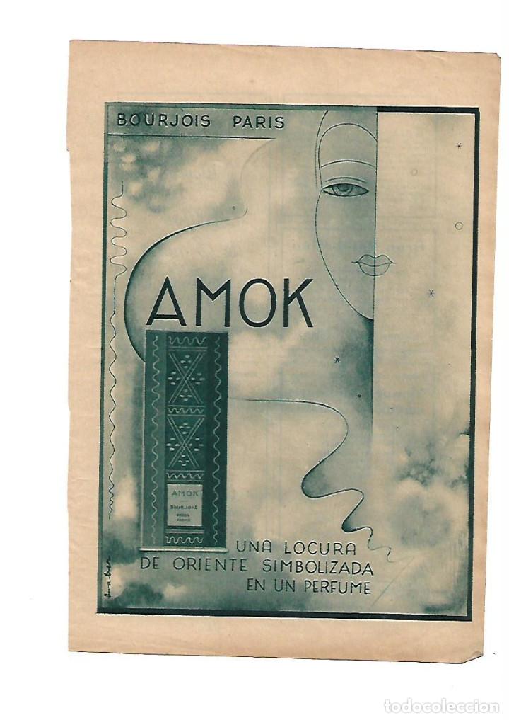 Collectionnisme: A&Ntilde;O 1934 RECORTE PRENSA PUBLICIDAD PERFUME AMOK