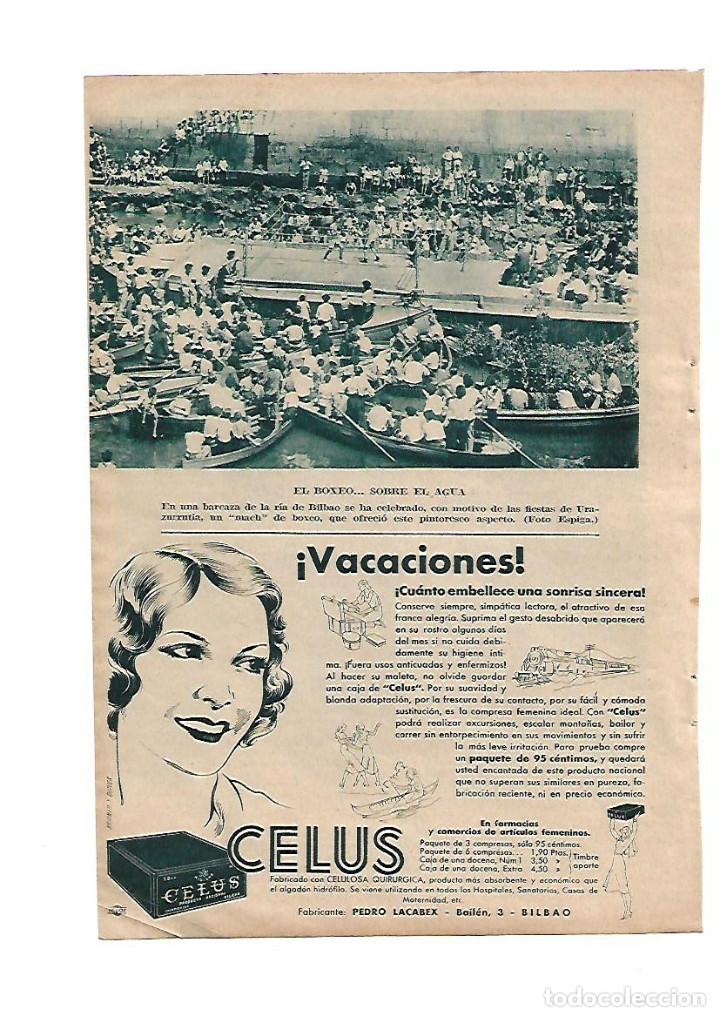 Collectionnisme: A&Ntilde;O 1934 RECORTE PRENSA BILBAO FIESTAS DE URAZURRUTIA COMBATE DE BOXEO SOBRE EL AGUA
