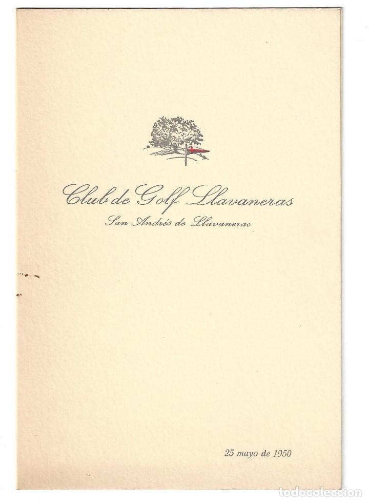 Coleccionismo: MEN&Uacute; DE ALMUERZO MUTUA METAL&Uacute;RGICA EN CLUB DE GOLF LLAVANERAS- 1950
