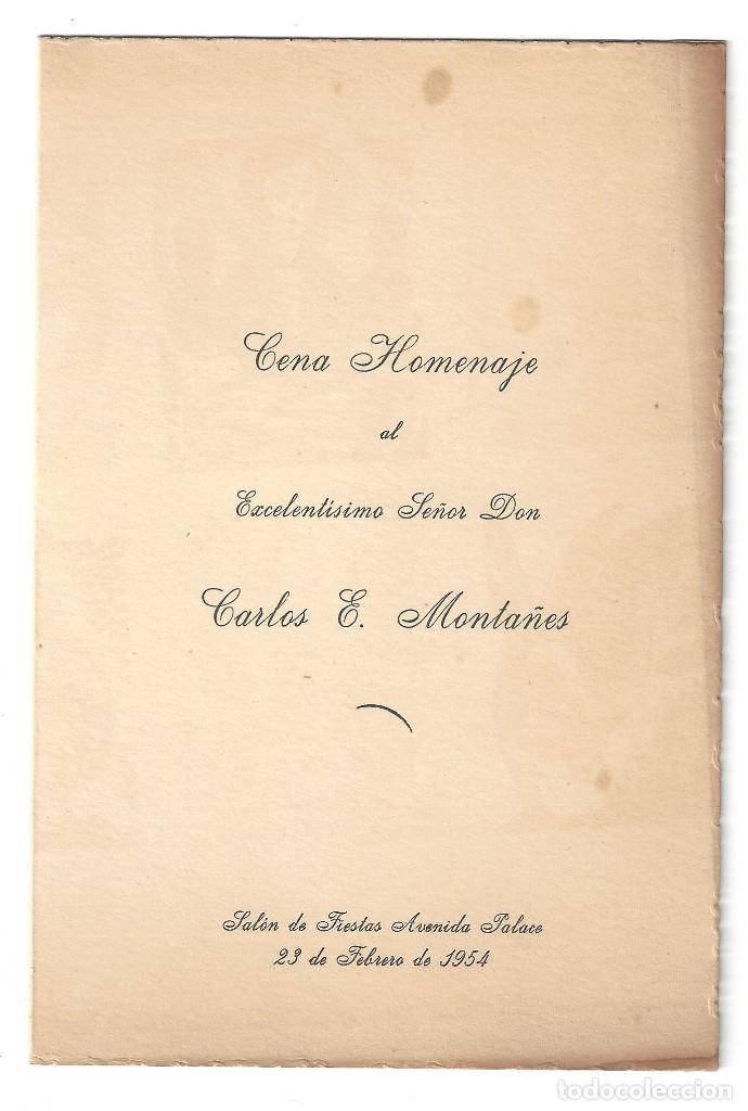 Coleccionismo: MEN&Uacute; CENA HOMENAJE C. MONTA&Ntilde;ES, AVENIDA PALACE, BARCELONA- 1954