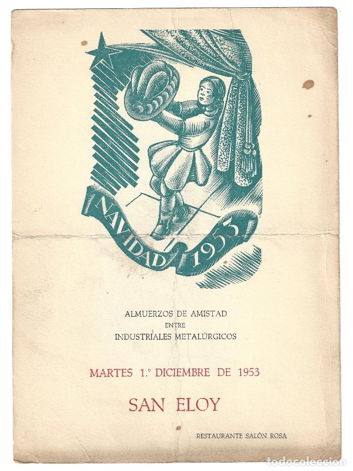 Coleccionismo: MEN&Uacute;, TARJET&Oacute;N Y FELICITACI&Oacute;N NAVIDAD- INDUSTRIALES METAL&Uacute;RGICOS. SAL&Oacute;N ROSA. BARCELONA- 1953