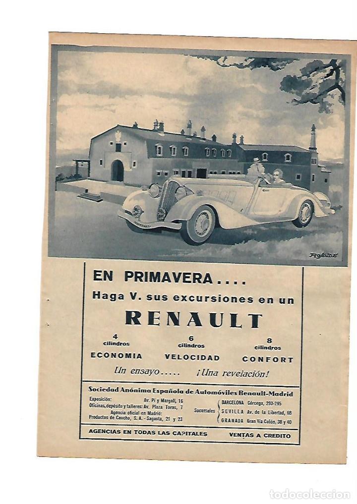 Coleccionismo: A&Ntilde;O 1934 RECORTE PRENSA PUBLICIDAD RENAULT AUTOMOVIL COCHE