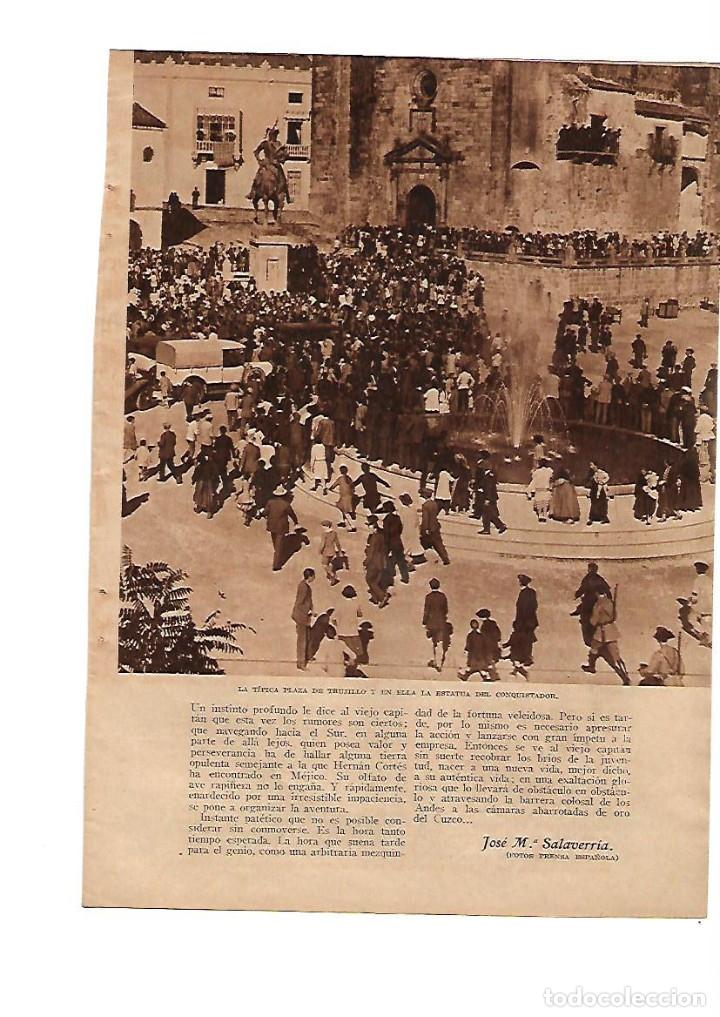 Collezionismo: A&Ntilde;O 1934 RECORTE PRENSA FRANCISCO PIZARRO PLAZA DE TRUJILLO ESTATUA CONQUISTADORES