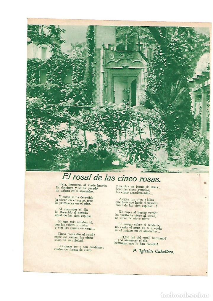 Collectionnisme: A&Ntilde;O 1934 RECORTE PRENSA POESIA EL ROSAL DE LAS CINCO ROSAS IGLESIAS CABALLERO