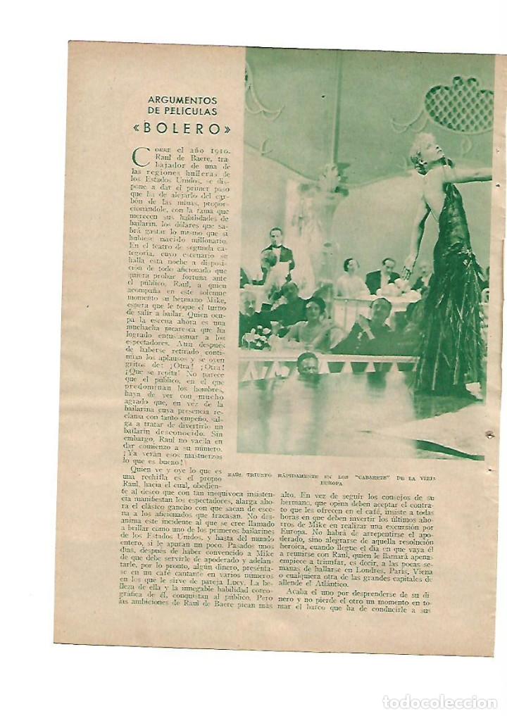 Collezionismo: A&Ntilde;O 1934 RECORTE PRENSA CINE ARGUMENTO PELICULA BOLERO GEORGE RAFT CAROLE LOMBARD