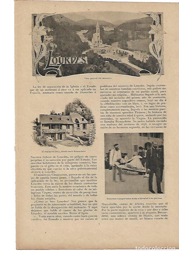 Collezionismo: A&Ntilde;O 1906 RECORTE PRENSA LOURDES FRANCIA RELIGION DEVOCION CURA ENFERMOS MILAGROS