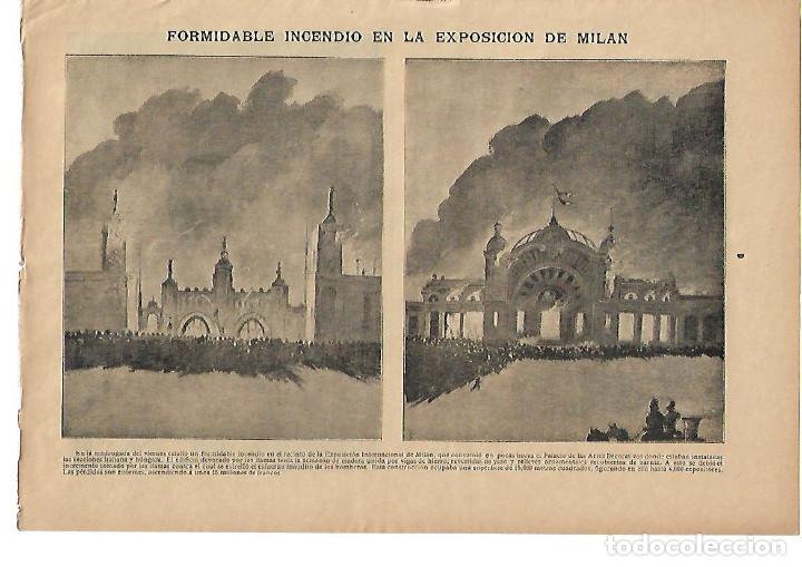 Collezionismo: A&Ntilde;O 1906 RECORTE PRENSA INCENDIO EN LA EXPOSICION DE MILAN