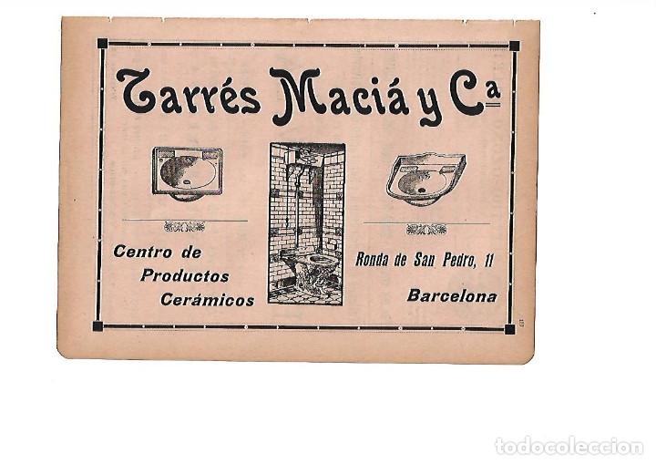 Colecionismo: A&Ntilde;O 1910 HOJA PULICIDAD MODERNISTA TARRES MACIA Y COMPA&Ntilde;IA PRODUCTOS CERAMICOS CERAMICA BA&Ntilde;O