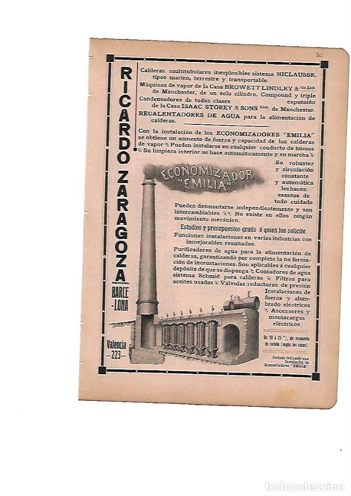 Sammelleidenschaft Papier: A&Ntilde;O 1910 PUBLICIDAD RICARDO ZARAGOZA ECONOMIZADOR EMILIA CALDERA FABRICA RELOJES PARED MAURER BCNA