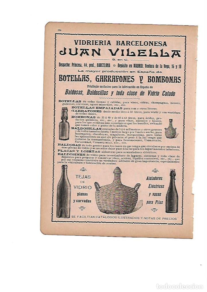 Coleccionismo: A&Ntilde;O 1910 PUBLICIDAD JUAN VILELLA VIDRIERIA BOTELLAS GARRAFONES BOMBONAS VIDRIO