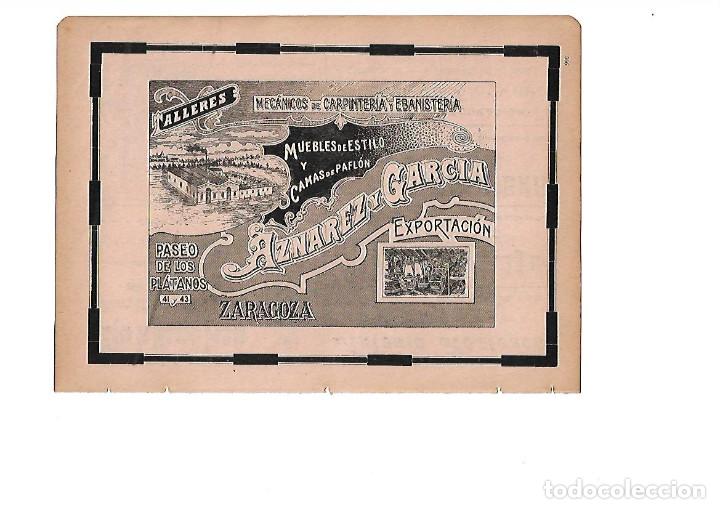 Coleccionismo: A&Ntilde;O 1910 PUBLICIDAD AZNAREZ Y GARCIA ZARAGOZA TALLERES MECANICOS CARPINTERIA EBANISTERIA