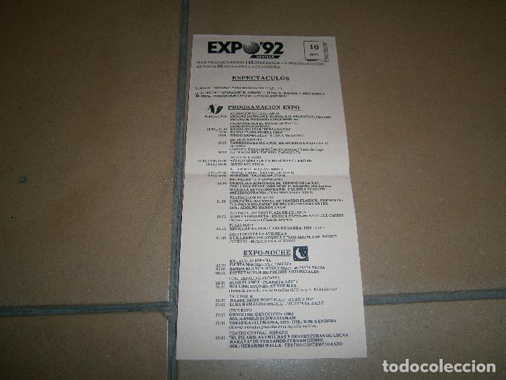 Coleccionismo: EXPO 92 SEVILLA - PROGRAMACION 10 SEPTIEMBRE 1992 - PROGRAMA DE MANO - Foto 1