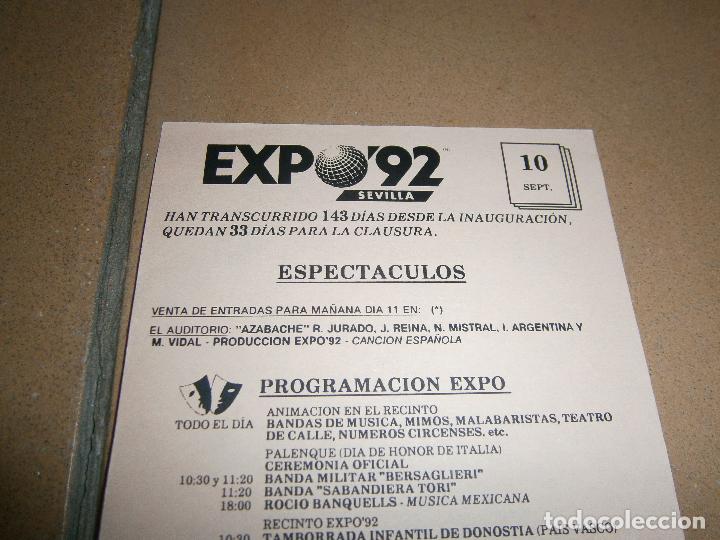 Coleccionismo: EXPO 92 SEVILLA - PROGRAMACION 10 SEPTIEMBRE 1992 - PROGRAMA DE MANO - Foto 3