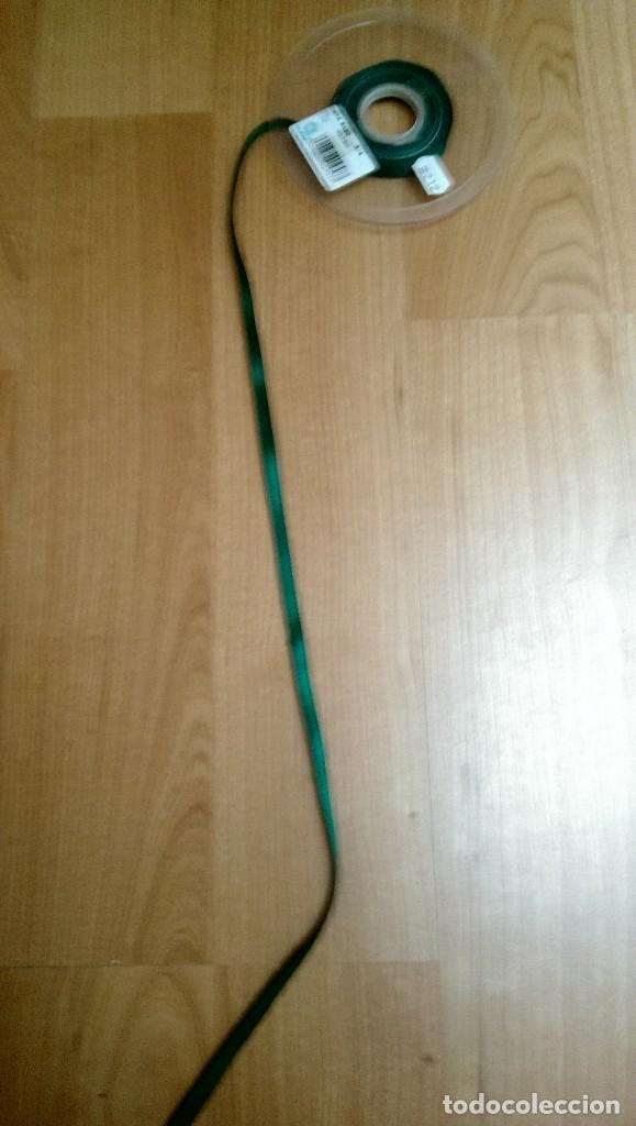 Colecionismo: CINTA RASO COLOR VERDE BOTELLA ANCHO 0,5 CMS. (1 METRO)-DISPONIBLES 7 MTS.