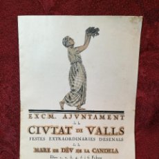 Coleccionismo: VALLS (TARRAGONA), 1921. PROGRAMA OFICIAL DE LAS FIESTAS DECENALES DE LA VIRGEN DE LA CANDELA VALLS