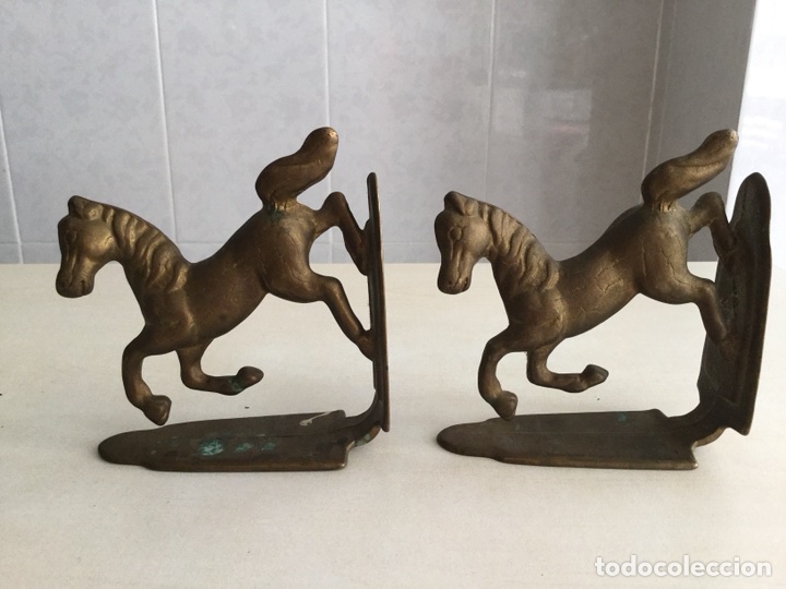 Coleccionismo: Sujeta libros de caballos hechos en bronce - Foto 3