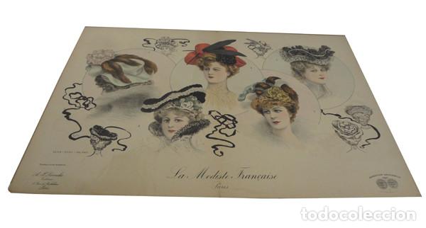 Coleccionismo: Litograf&iacute;a con modelos de sombreros de se&ntilde;ora (finales s. XIX)