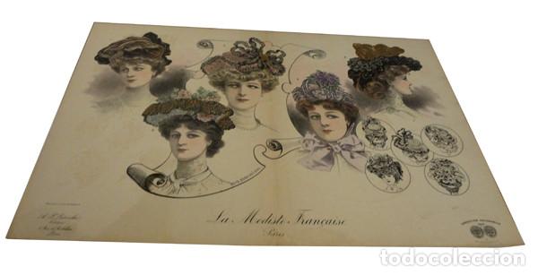 Coleccionismo: Litograf&iacute;a con modelos de sombreros de se&ntilde;ora (finales s. XIX)