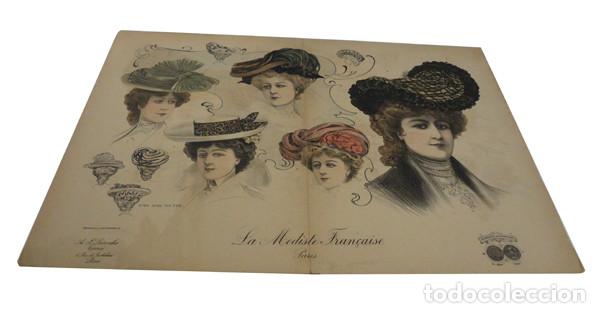 Coleccionismo: Litograf&iacute;a con modelos de sombreros de se&ntilde;ora (finales s. XIX)