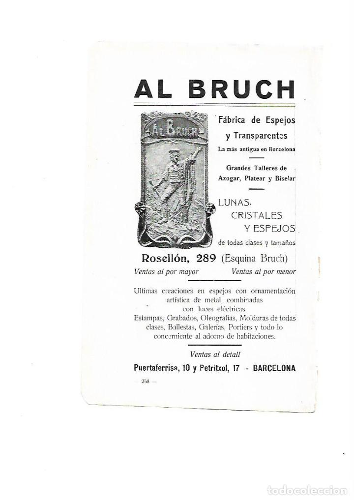 Collecting paper: A&Ntilde;O 1915 PUBLICIDAD AL BRUCH FABRICA ESPEJOS Y TRANSPARENTES LUNAS CRISTALES CALLE ROSSELLON BCNA