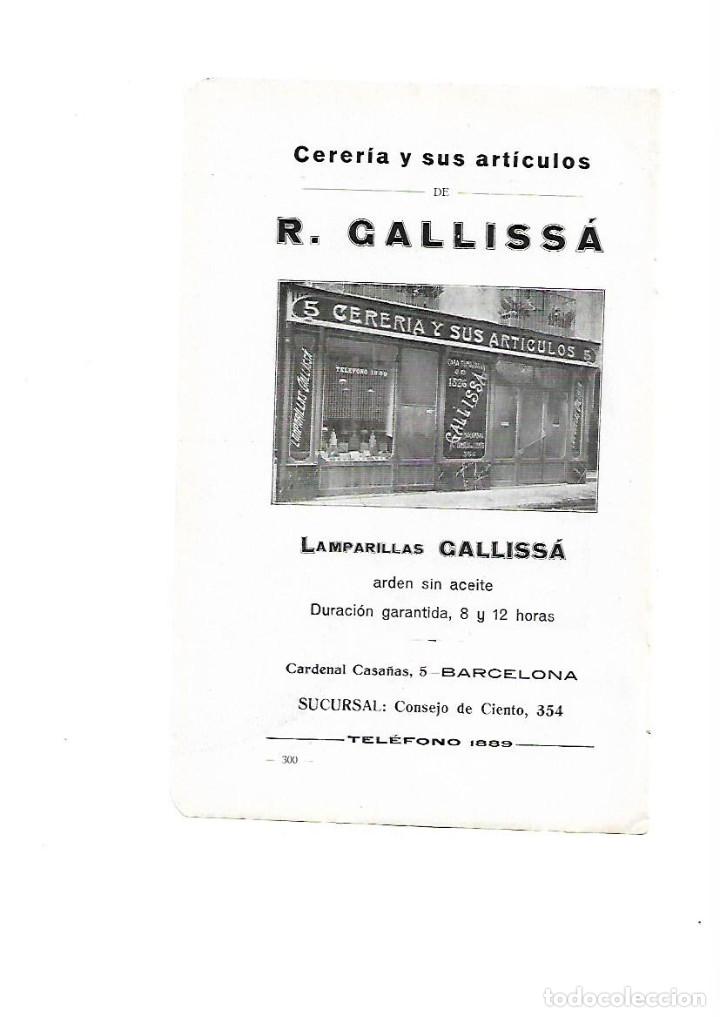 Collecting paper: A&Ntilde;O 1915 PUBLICIDAD R GALLISSA CERERIA Y SUS ARTICULOS LAMPARILLAS GALLISSA