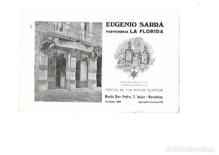 Collecting paper: A&Ntilde;O 1915 PUBLICIDAD EUGENIO SARRA PERFUMERIA LA FLORIDA RONDA SANT PERE BARCELONA
