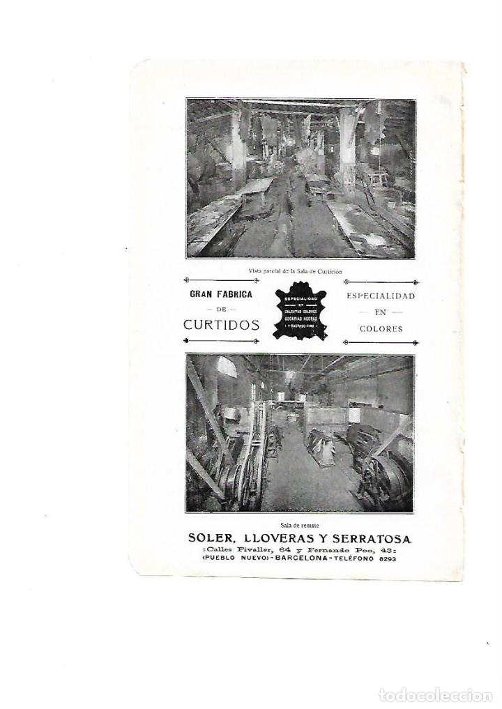 Collecting paper: A&Ntilde;O 1915 PUBLICIDAD SOLER LLOVERAS SERRATOSA GRAN FABRICA DE CURTIDOS ESPECIALIDAD COLORES POBLE NOU