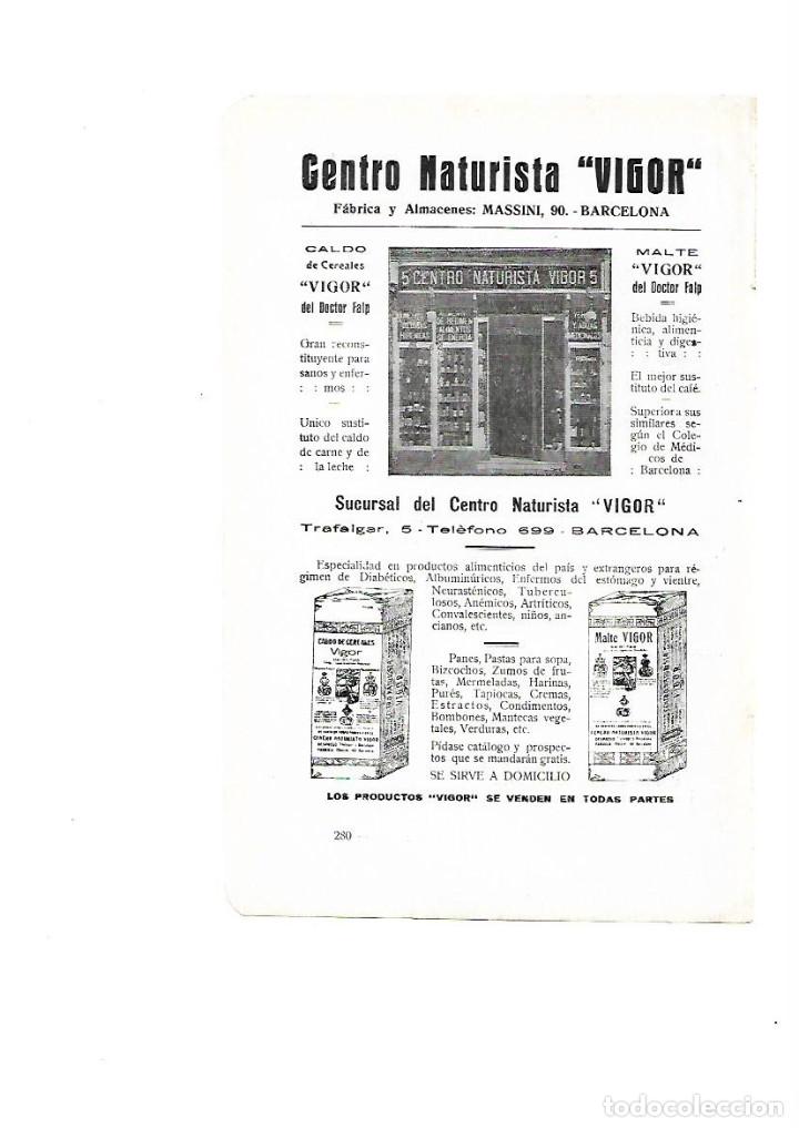 Collezionismo: A&Ntilde;O 1915 PUBLICIDAD CENTRO NATURISTA VIGOR CALDO DE CEREALES MALTE DOCTOR FALP