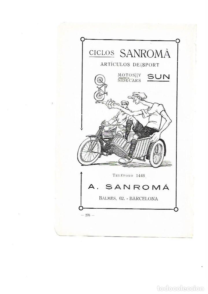 Collecting paper: A&Ntilde;O 1915 PUBLICIDAD CICLOS SANROMA ARTICULOS ESPORT MOTO SIDECAR BICICLETA SUN