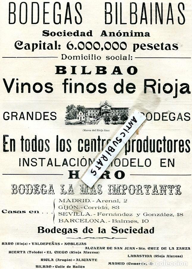 Coleccionismo: REVISTA EL VIAJERO NUNCA VISTA A LA VENTA A&Ntilde;O 1912 BODEGAS BILBAINAS VINO DE RIOJA HARO LABASTIDA