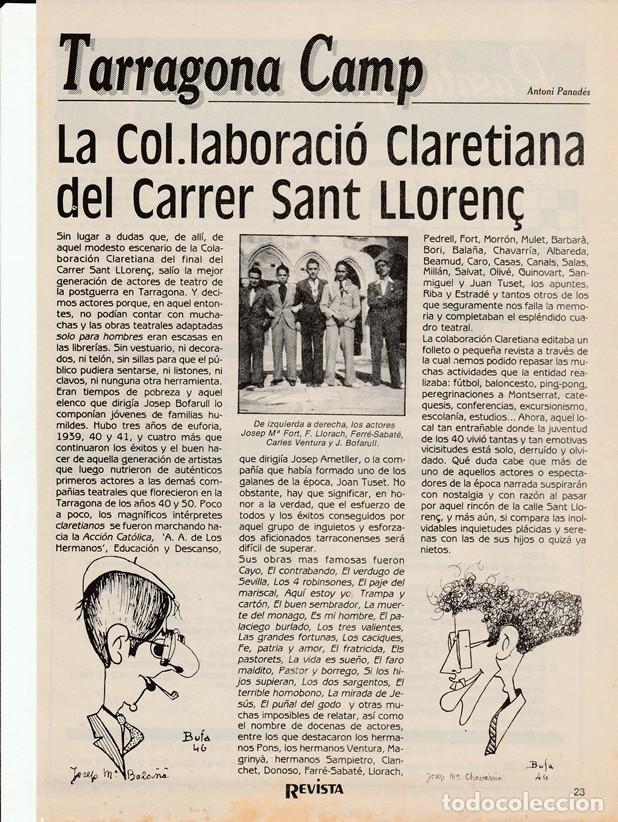 Coleccionismo: TARRAGONA CAMP - LA COL-LABORACIO CLARETIANA DE CARRER SANT LLOREN&Ccedil; -ARTE HOJA RECORTADA -A&Ntilde;OS 70/80