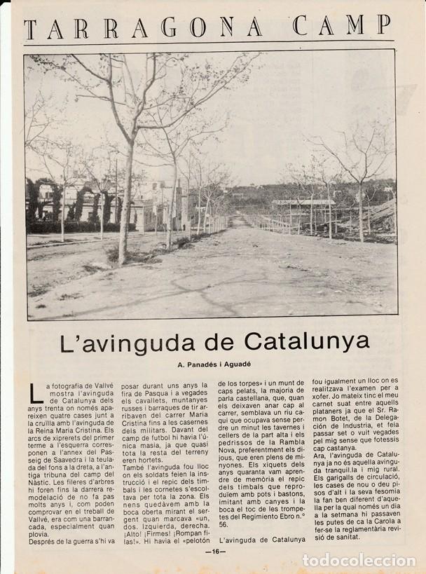 Coleccionismo: TARRAGONA CAMP - L&acute;AVINGUDA DE CATALUNYA - CURIOSIDADES - HOJA RECORTADA - A&Ntilde;OS 70/80