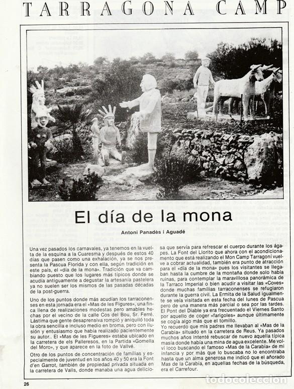 Coleccionismo: TARRAGONA CAMP - EL DIA DE LA MONA - CURIOSIDADES - HOJA RECORTADA - A&Ntilde;OS 70/80